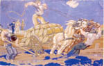 Carro empantanado, Jos&eacute; Hurtado de Mendoza. T&eacute;mpera y mixta sobre cart&oacute;n, 1914